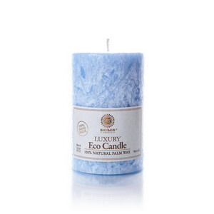 Palm wax candles: Pillar 125 mm Light Blue