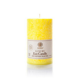 Palm wax candles: Pillar 125 mm Yellow