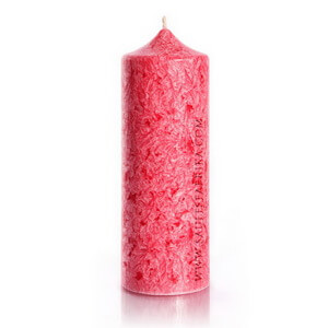 Palm wax candles: Pillar 195 mm Pink