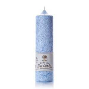 Palm wax candles: Pillar 215 mm Light Blue