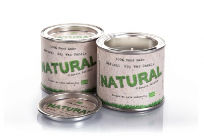 Natural soy wax candles in tins